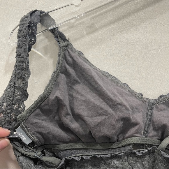Aerie Lace Bralette Grey Adjustable Strap Medium Intimate - Picture 5 of 5